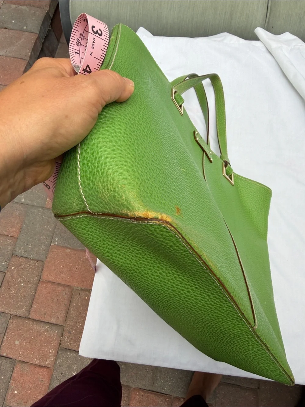kate spade Bright Green Pebbled Leather Tote
